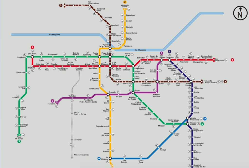 mapa do metrô de Santiago